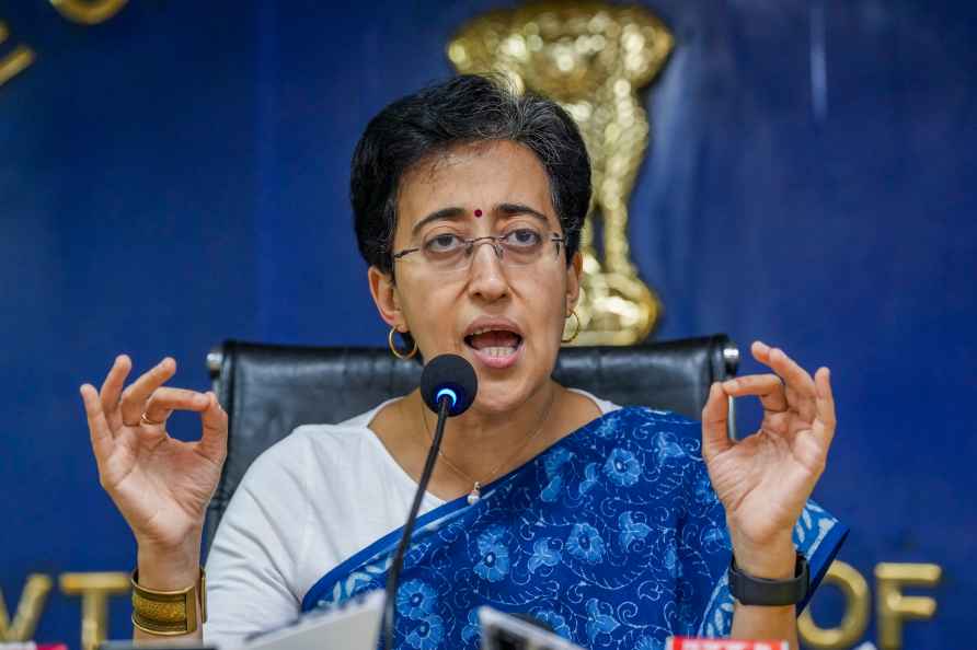 New Delhi: Delhi Chief Minister Atishi speaks during a press conference...