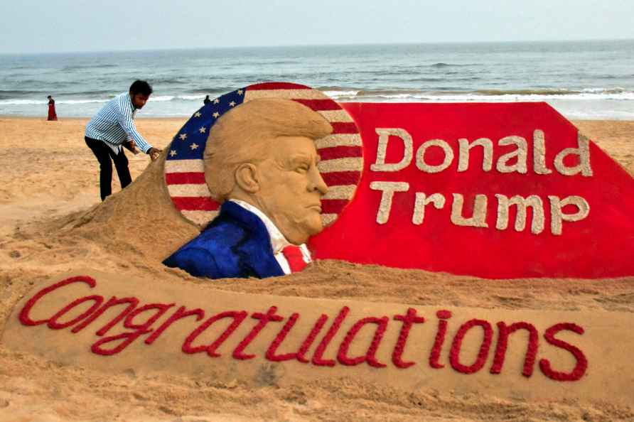 Sudarsan Pattnaik greets Trump on victory by sand art