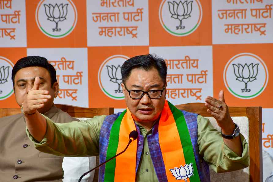 Mumbai: Union Minister of Parliamentary Affairs Kiren Rijiju addresses...