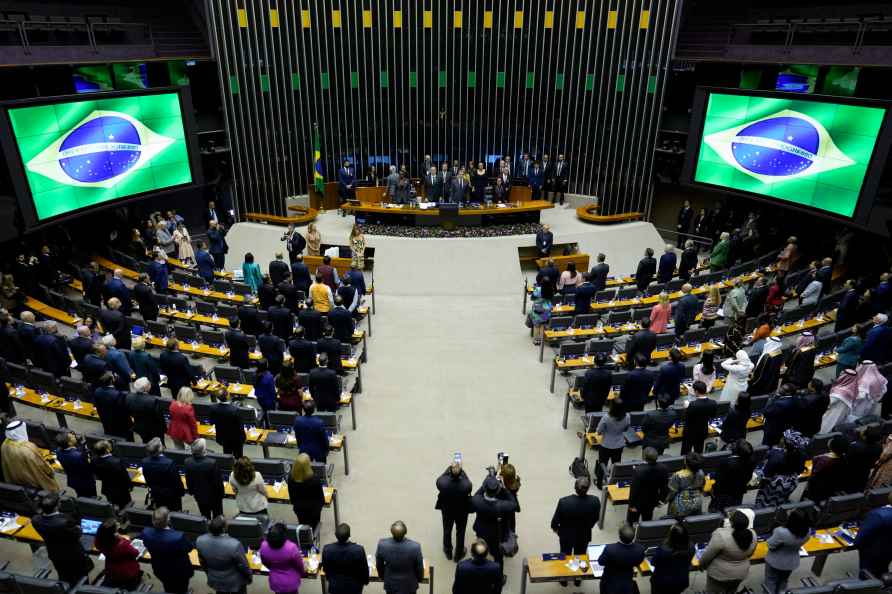 Presidents of the G20 Parliaments (P20) attend the opening ceremony...