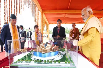 Modi, Deuba lay foundation stone of India Int'l Centre for Buddhist Culture & Heritage