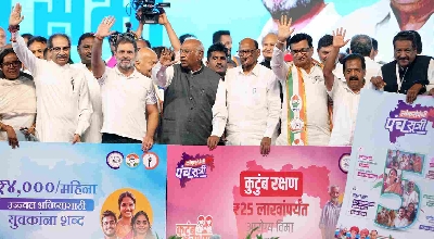  MVA guns for BJP; releases '5 Guarantees' ahead of Maharashtra polls